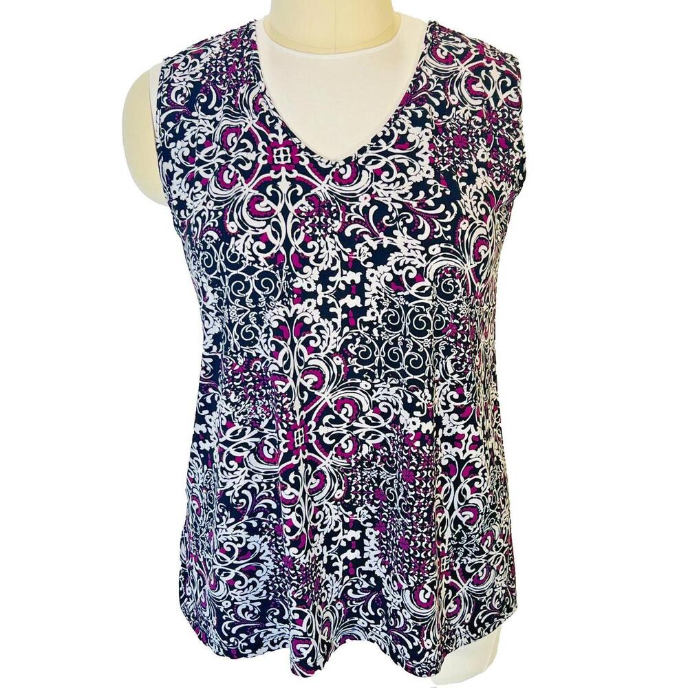 Catherines Tank Women XXL Purple Polyester Spandex Sleeveless V-neck